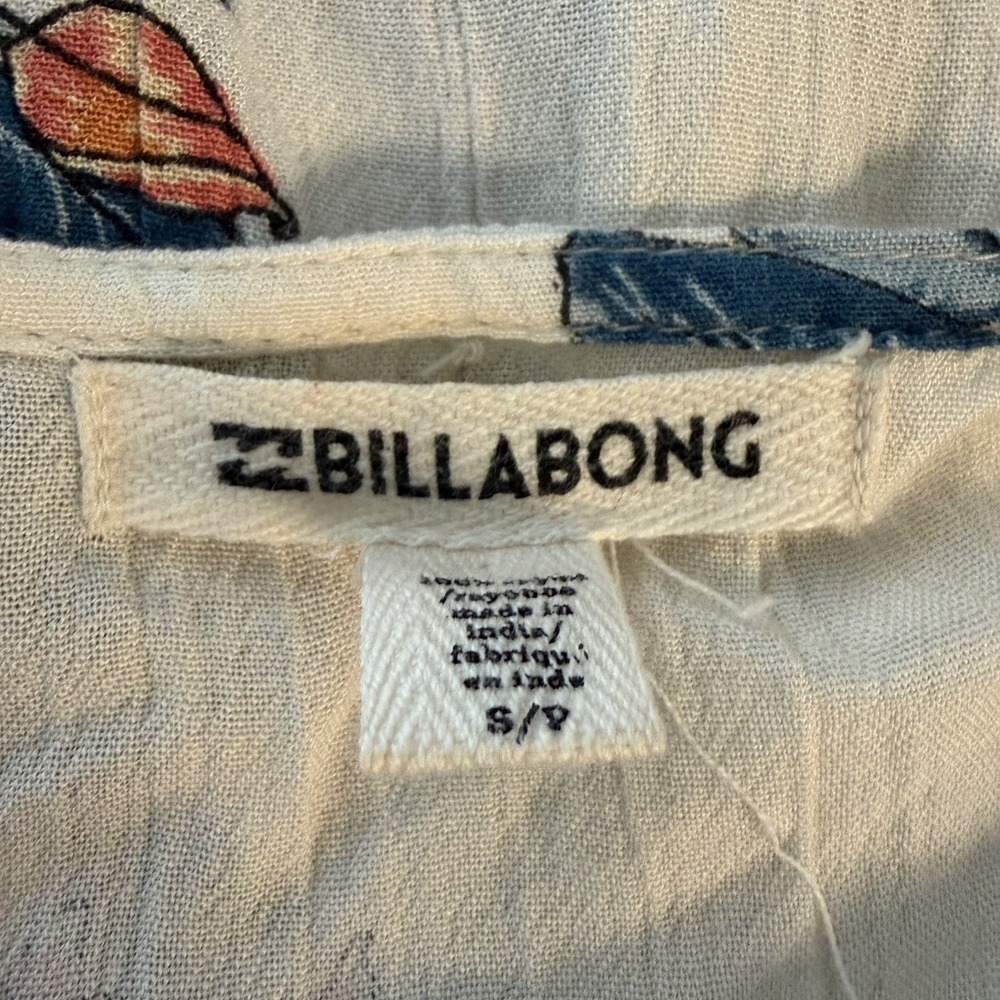 Billabong Women's Small Top Blouse Gauzy Boho Peplum Puff Sleeve Cottagecore - Picture 11 of 11